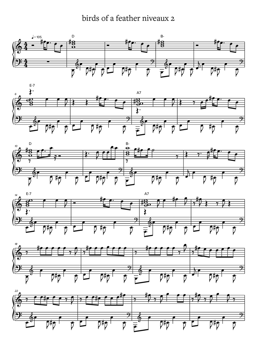 Birds of feather Birds of feather Easy Piano scores gallery preview page 1