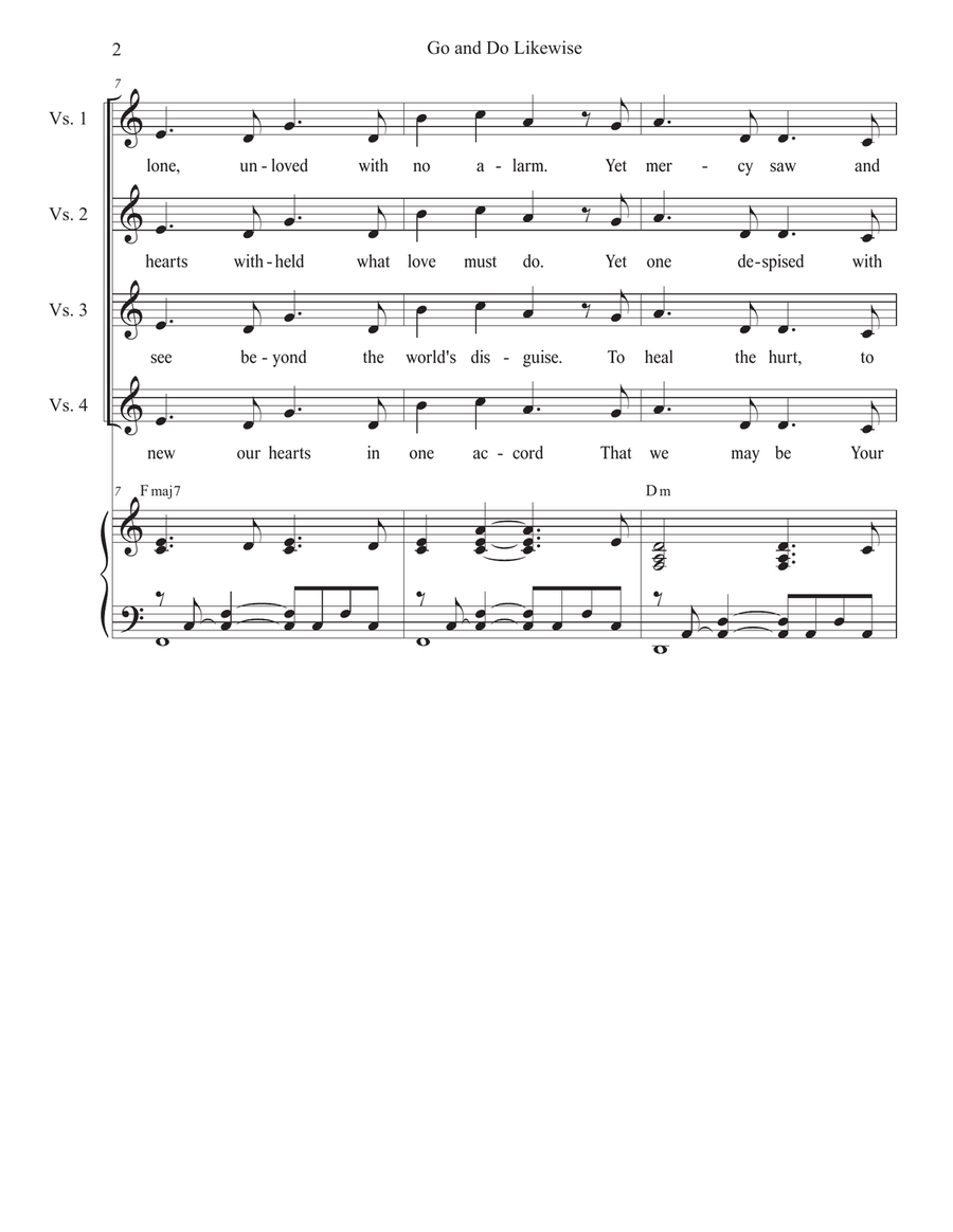 Go and Do Likewise (Unison choir) Unison Choir scores gallery preview page 2