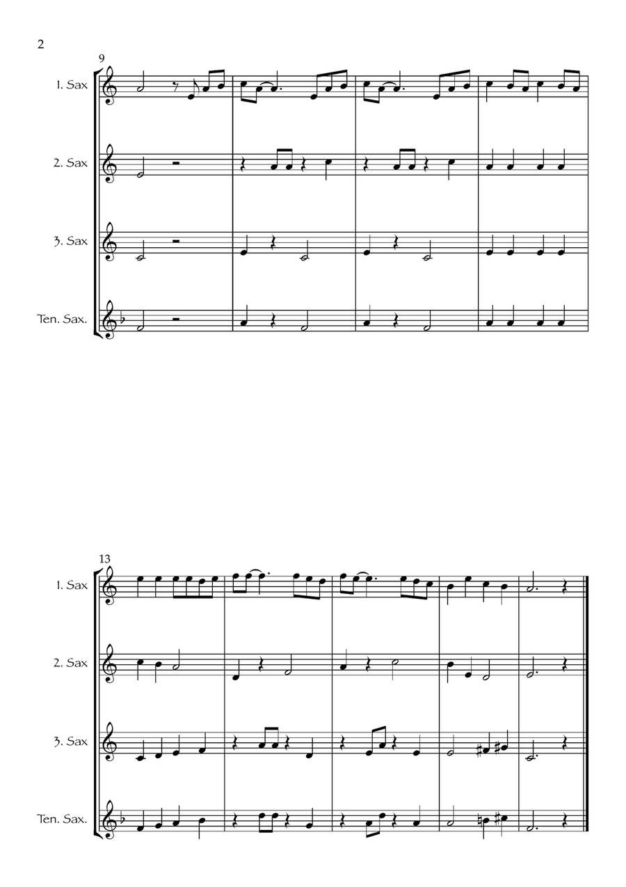 Bella Ciao for 3 saxophones (easy) - with optional tenor saxophone part Woodwind Trio scores gallery preview page 3