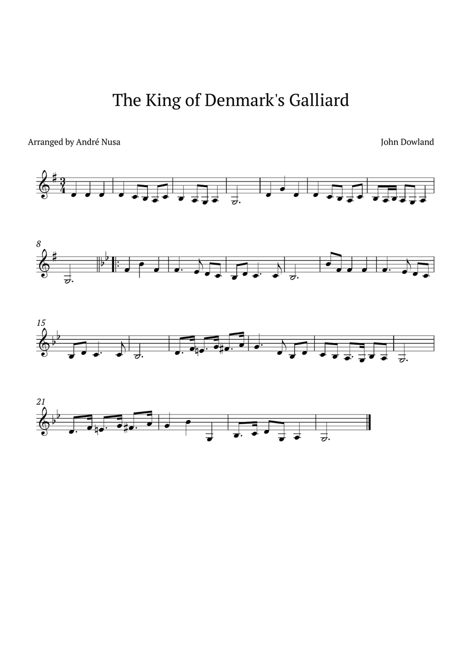 The King of Denmark’s Galliard Violin Solo scores gallery preview page 1