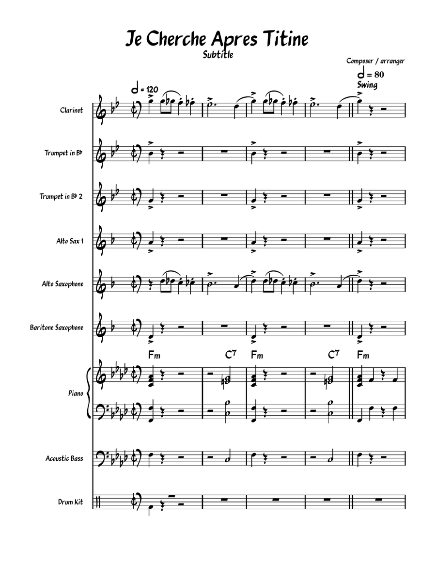 Je Cherche Après Titine Je Cherche Après Titine Jazz Ensemble scores gallery preview page 1