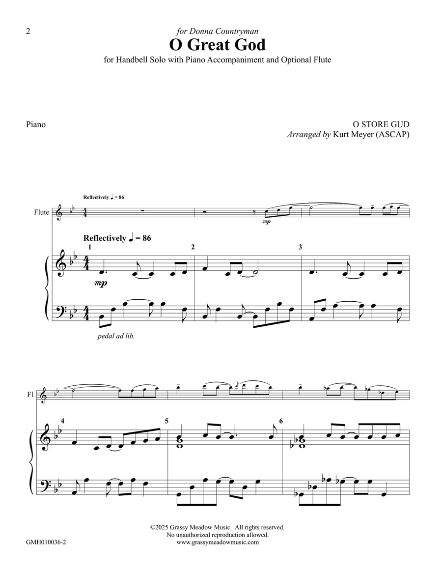 O Great God (for handbell solo with piano accompaniment) Handbell Choir scores gallery preview page 2