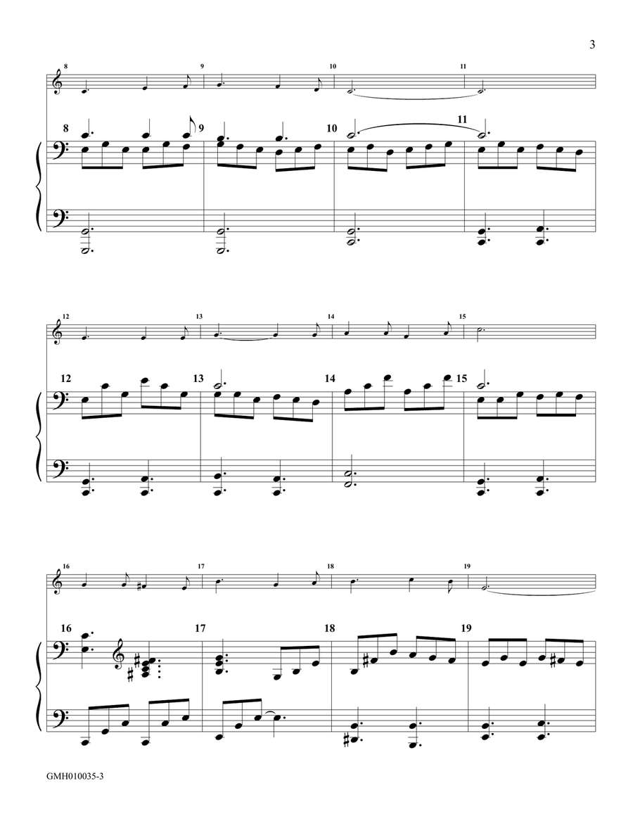 O Holy Night for Handbell or Belltree Solo (for handbell solo with piano accompaniment) Handbell Choir scores gallery preview page 3