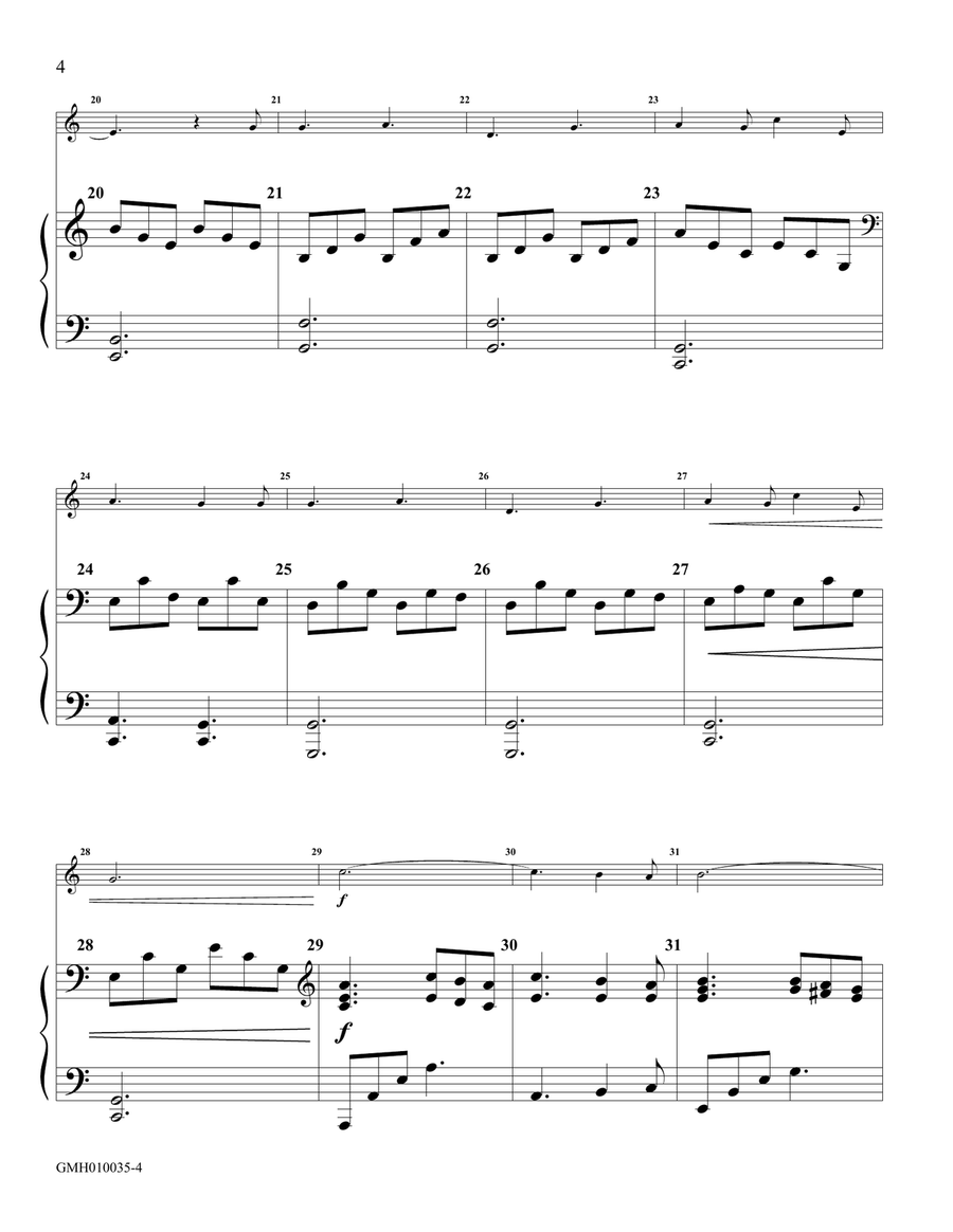 O Holy Night for Handbell or Belltree Solo (for handbell solo with piano accompaniment) Handbell Choir scores gallery preview page 4