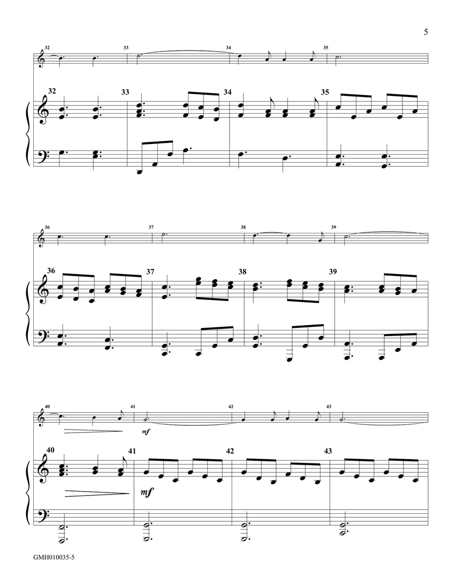 O Holy Night for Handbell or Belltree Solo (for handbell solo with piano accompaniment) Handbell Choir scores gallery preview page 5