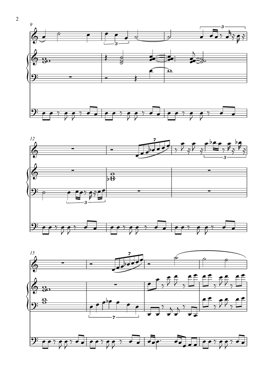 Solitude for Flute, Piano and Bass Chamber Music scores gallery preview page 2