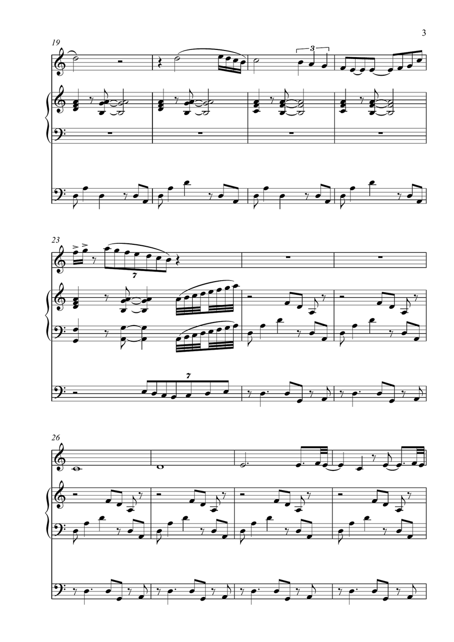 Solitude for Flute, Piano and Bass Chamber Music scores gallery preview page 3