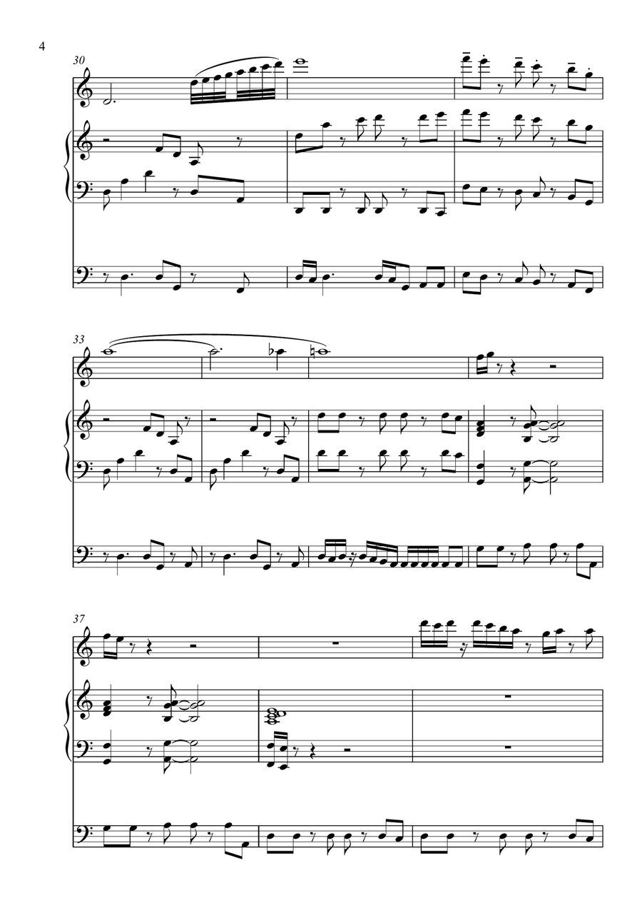 Solitude for Flute, Piano and Bass Chamber Music scores gallery preview page 4