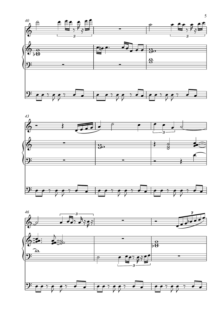 Solitude for Flute, Piano and Bass Chamber Music scores gallery preview page 5