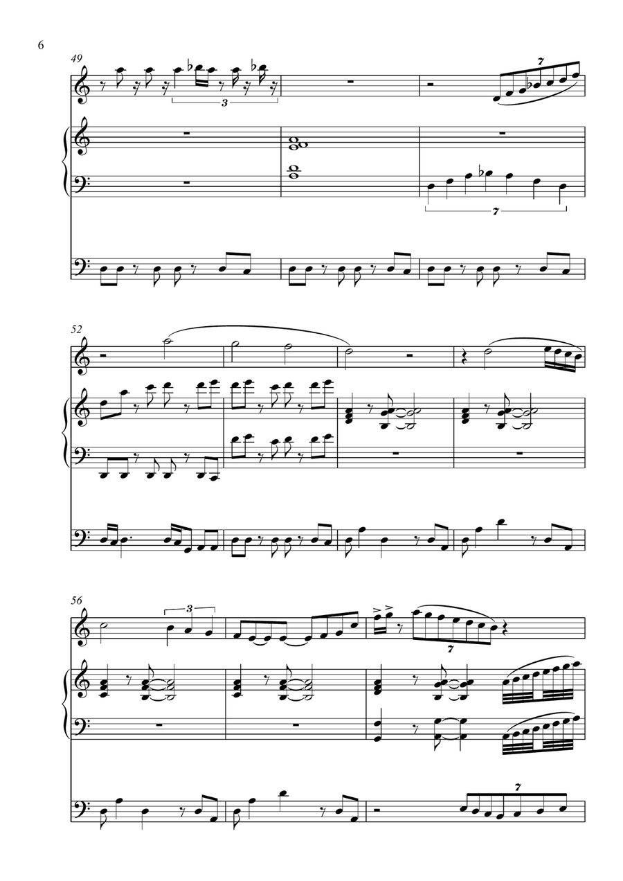 Solitude for Flute, Piano and Bass Chamber Music scores gallery preview page 6