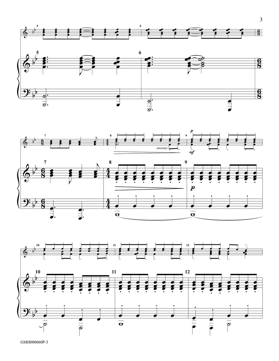 Ye Saints of the Lord – piano accompaniment to 8 bell version Handbell Choir scores gallery preview page 3