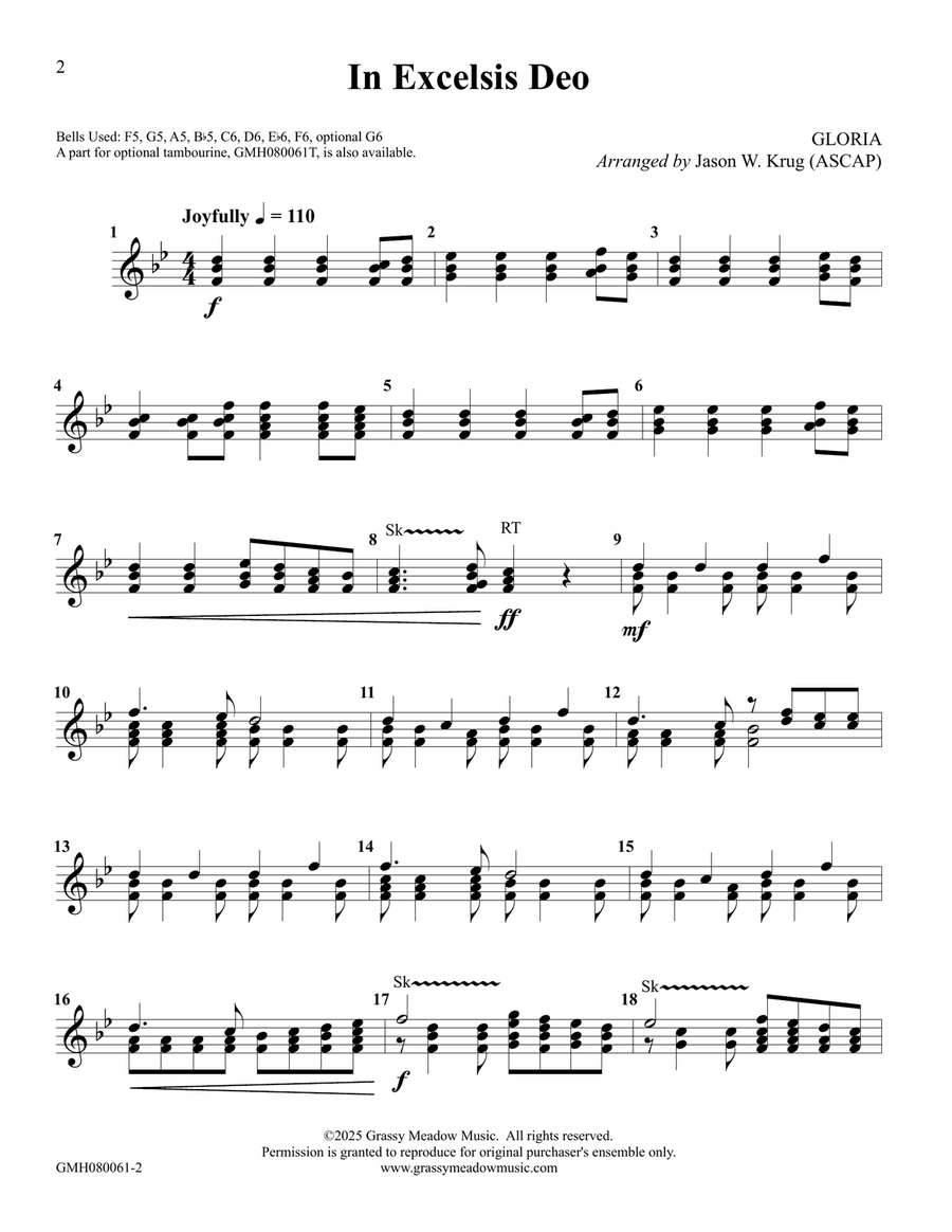 In Excelsis Deo for 8 handbells Handbell Choir scores gallery preview page 2