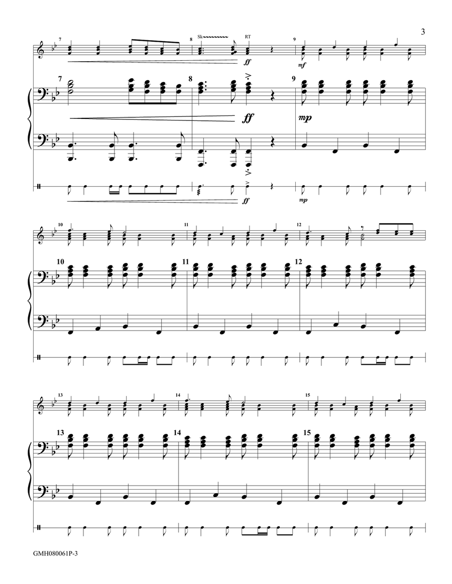 In Excelsis Deo – piano accompaniment to 8 bell version Handbell Choir scores gallery preview page 3