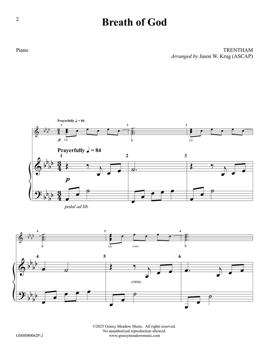 Breath of God – piano accompaniment to 8 bell version Handbell Choir scores gallery preview page 2