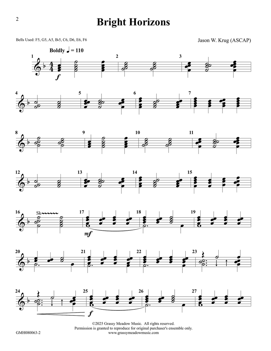 Bright Horizons for 8 handbells Handbell Choir scores gallery preview page 2