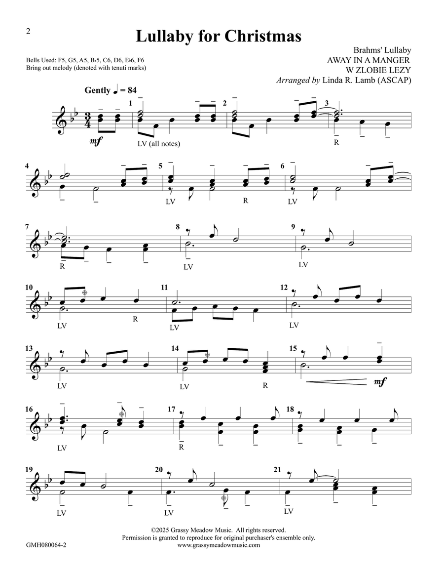 Lullaby for Christmas for 8 handbells Handbell Choir scores gallery preview page 2