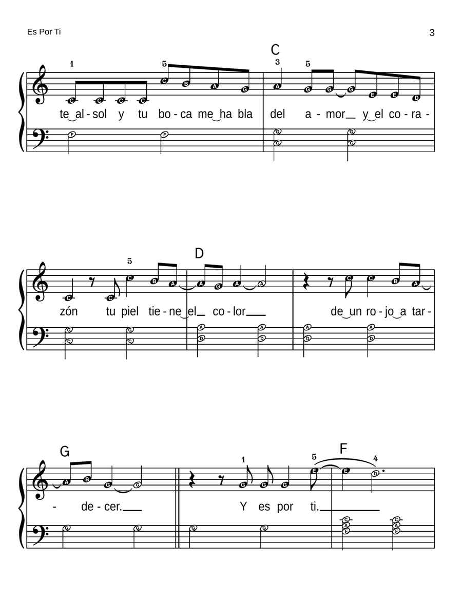 Es Por Ti Easy Piano scores gallery preview page 3