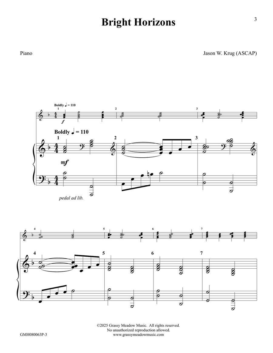Bright Horizons – piano accompaniment to 8 bell version Handbell Choir scores gallery preview page 3