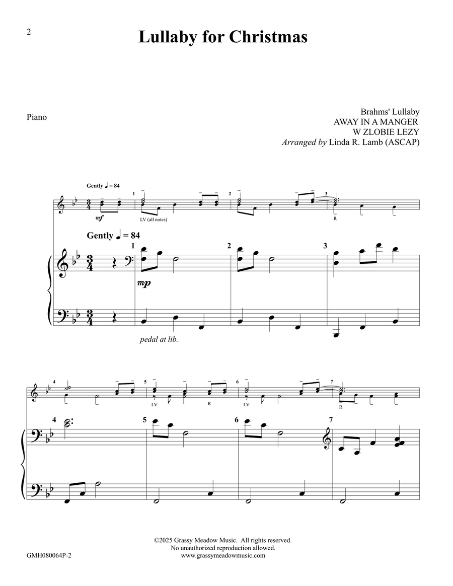 Lullaby for Christmas – piano accompaniment to 8 bell version Handbell Choir scores gallery preview page 2