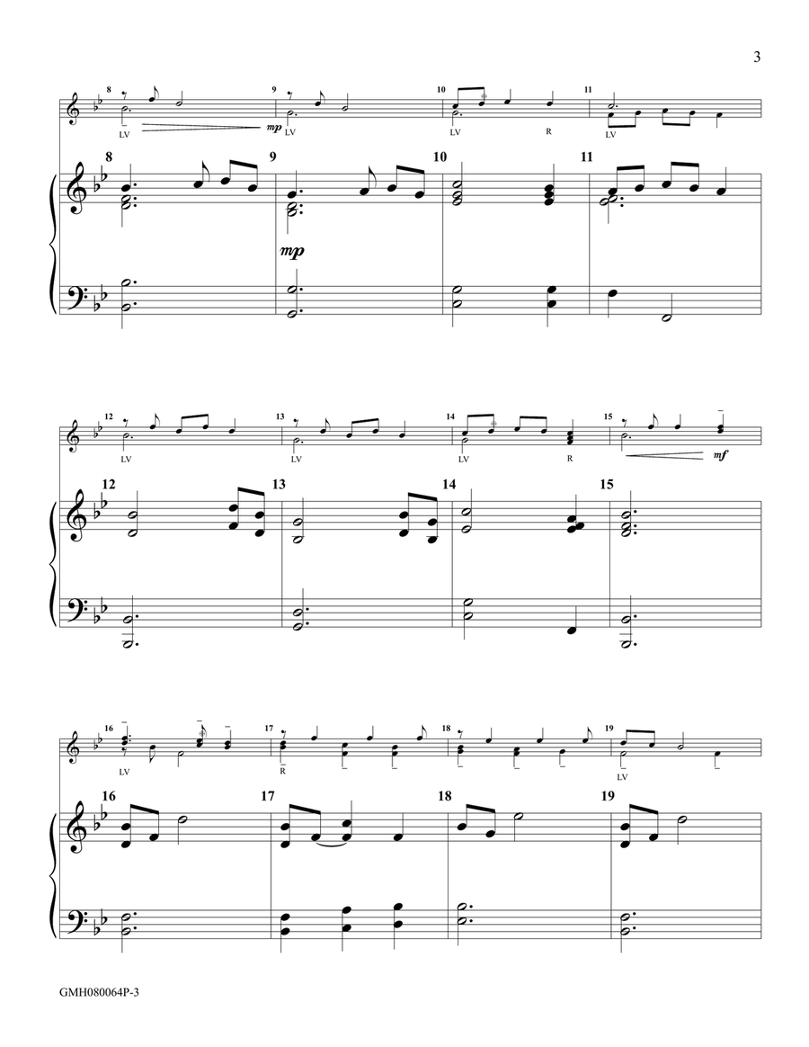 Lullaby for Christmas – piano accompaniment to 8 bell version Handbell Choir scores gallery preview page 3