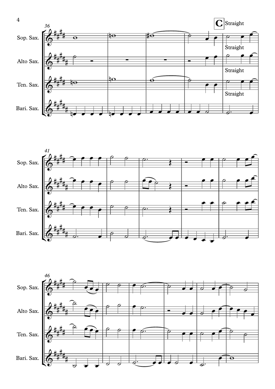 Paradise By The Dashboard Light Saxophone Quartet scores gallery preview page 4