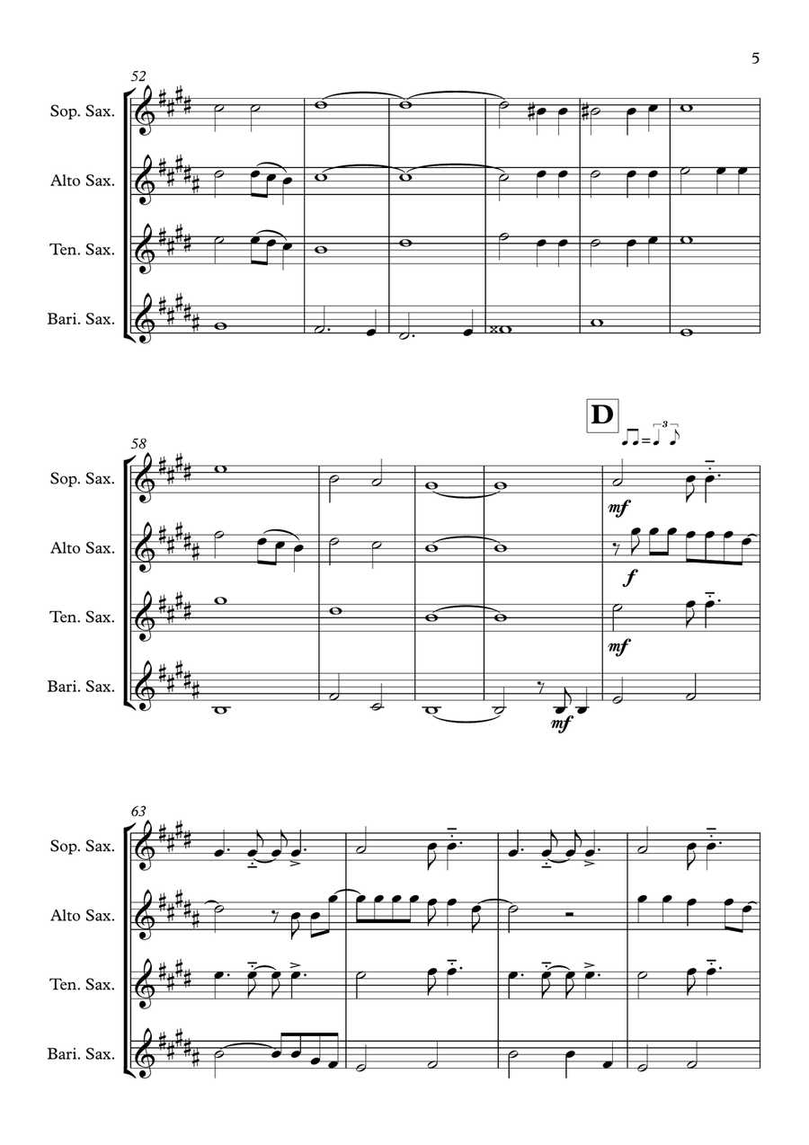 Paradise By The Dashboard Light Saxophone Quartet scores gallery preview page 5
