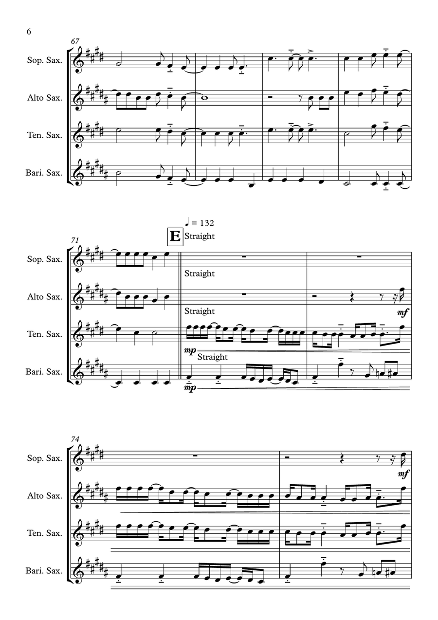 Paradise By The Dashboard Light Saxophone Quartet scores gallery preview page 6