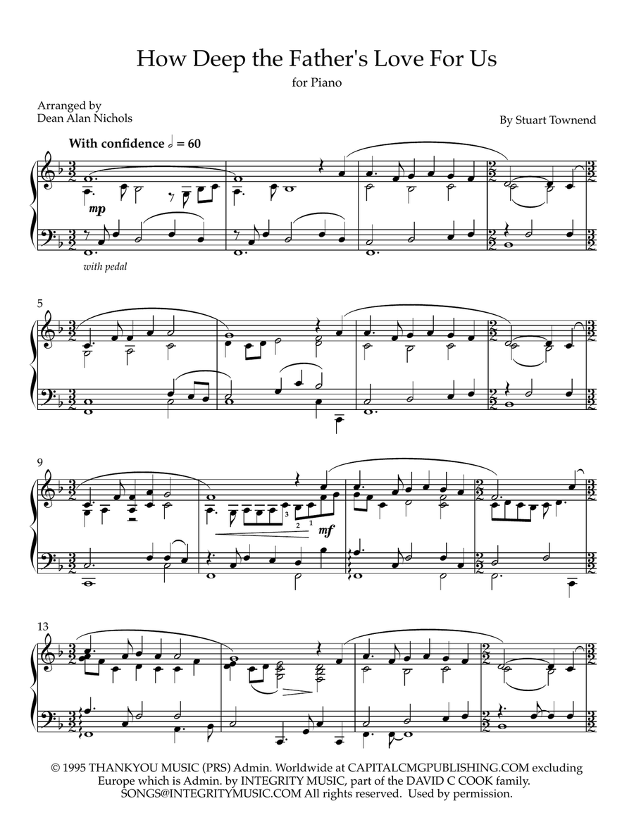 How Deep The Father's Love For Us Piano Solo scores gallery preview page 1