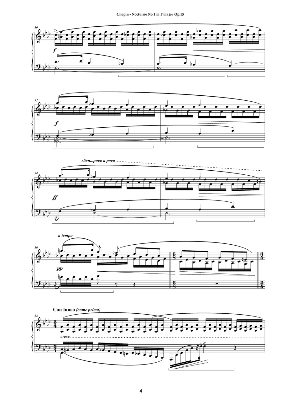 Chopin - Nocturne No.1 in F major Op.15 for Piano Piano Solo scores gallery preview page 4
