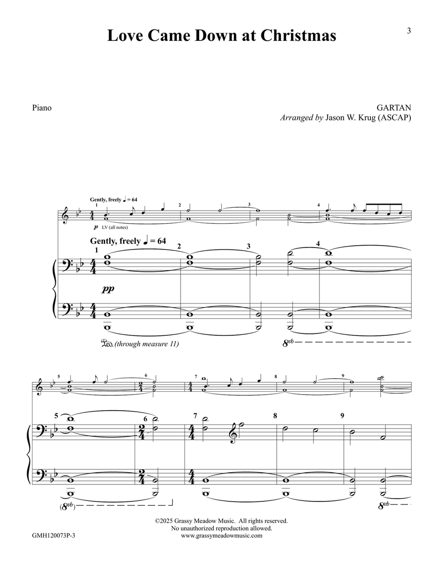Love Came Down at Christmas - piano accompaniment to 12 bell version Handbell Choir scores gallery preview page 3