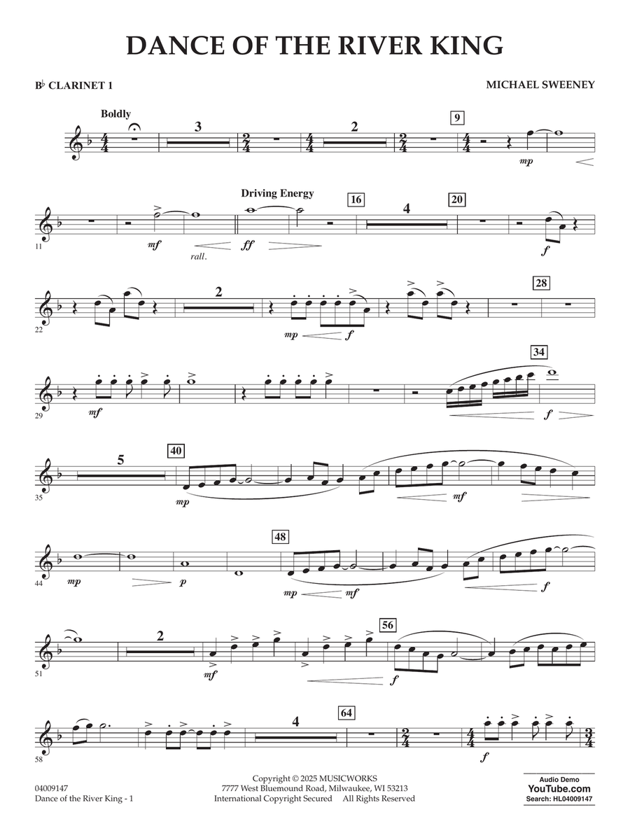 Dance Of The River King - Bb Clarinet 1 Concert Band scores gallery preview page 1