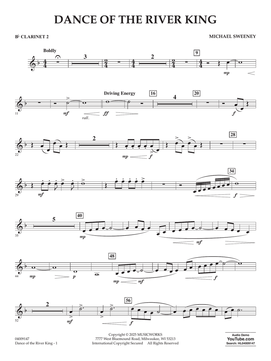 Dance Of The River King - Bb Clarinet 2 Concert Band scores gallery preview page 1