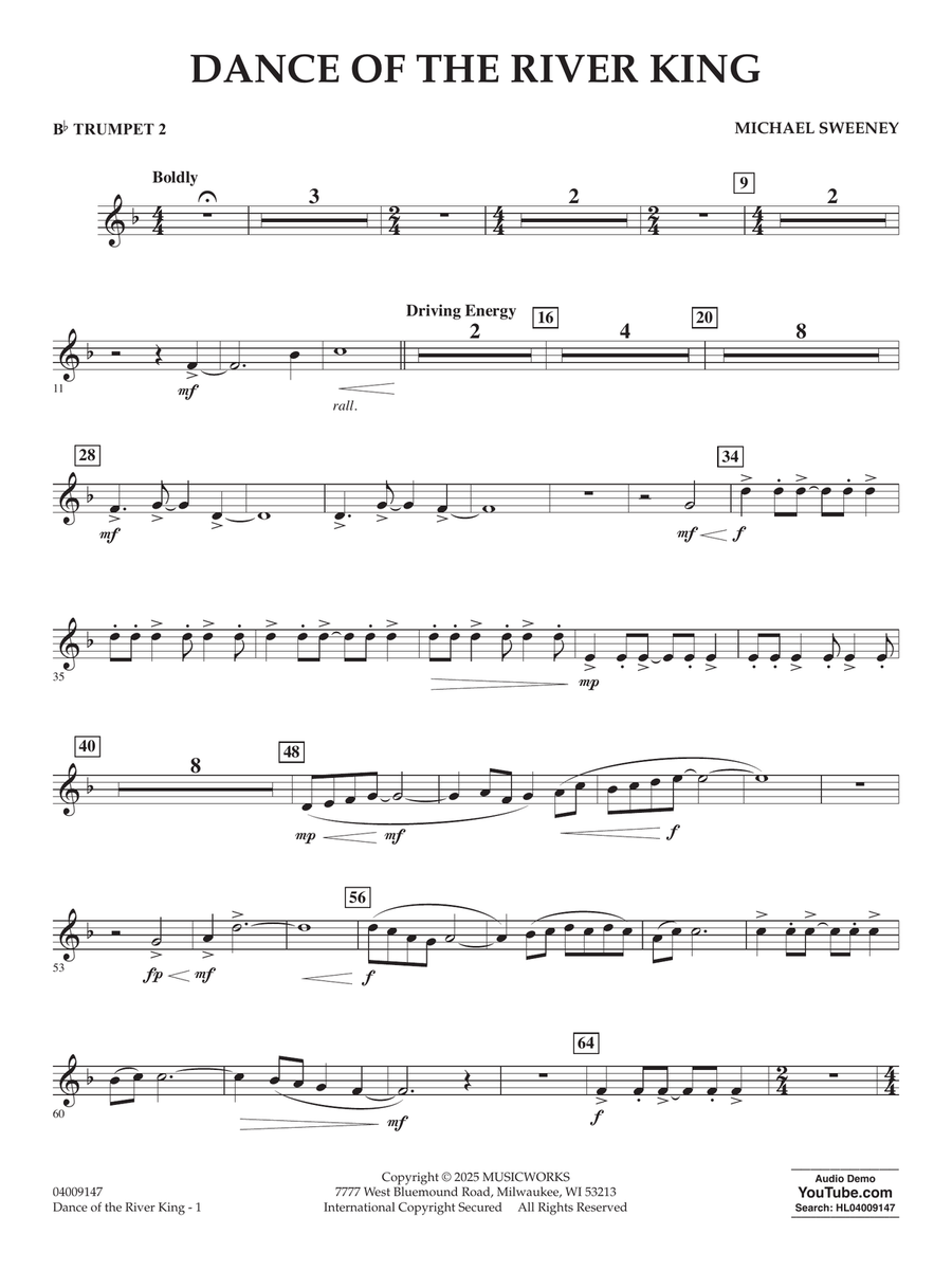 Dance Of The River King - Bb Trumpet 2 Concert Band scores gallery preview page 1