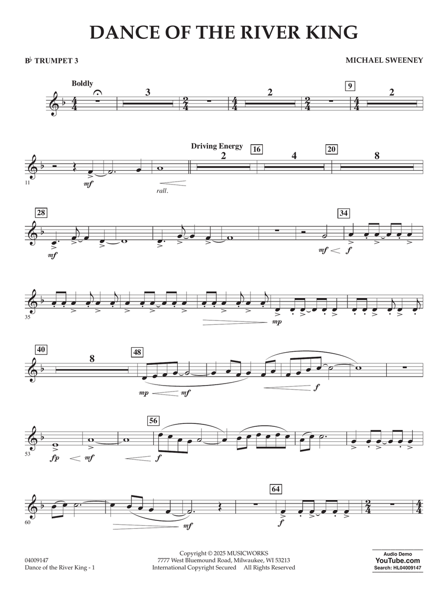 Dance Of The River King - Bb Trumpet 3 Concert Band scores gallery preview page 1
