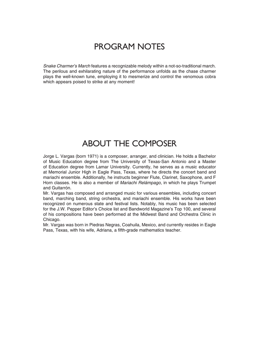 Snake Charmer's March - Conductor Score (Full Score) Concert Band scores gallery preview page 2