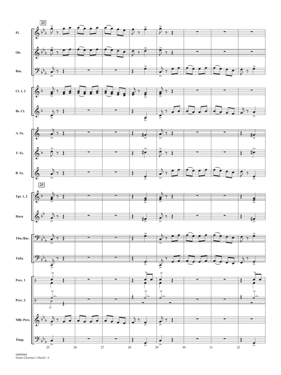 Snake Charmer's March - Conductor Score (Full Score) Concert Band scores gallery preview page 6