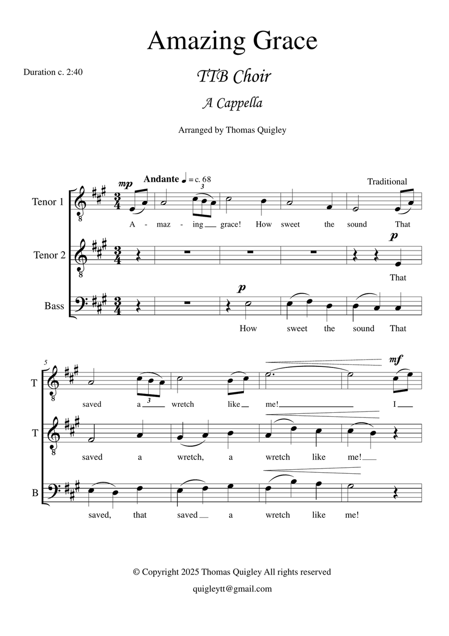 Amazing Grace Amazing Grace TTB scores gallery preview page 2