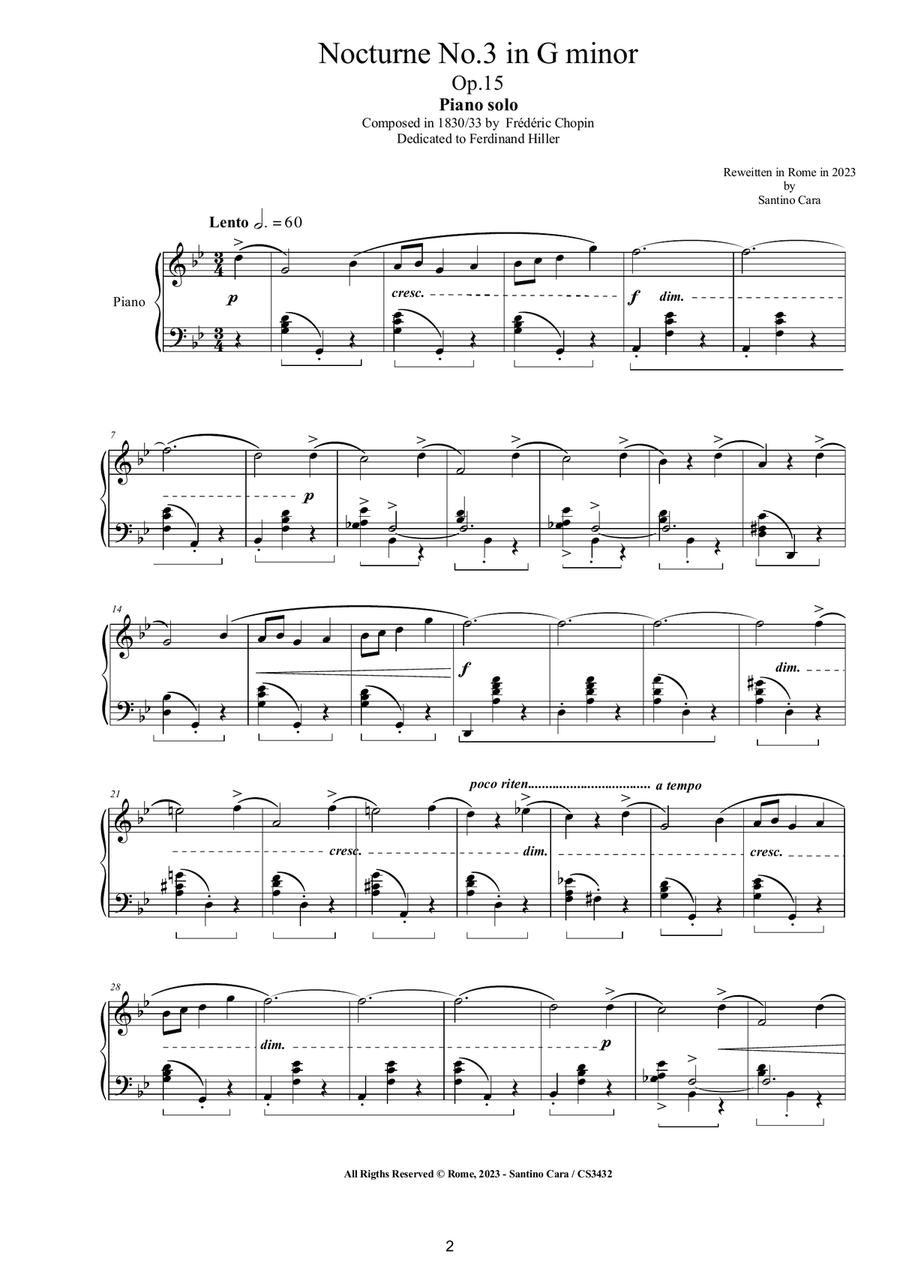 Chopin - Nocturne No.3 in G minor Op.15 for Piano Piano Solo scores gallery preview page 2