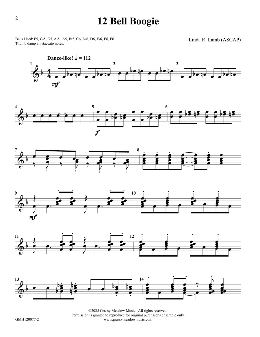 12 Bell Boogie for 12 handbells Handbell Choir scores gallery preview page 2