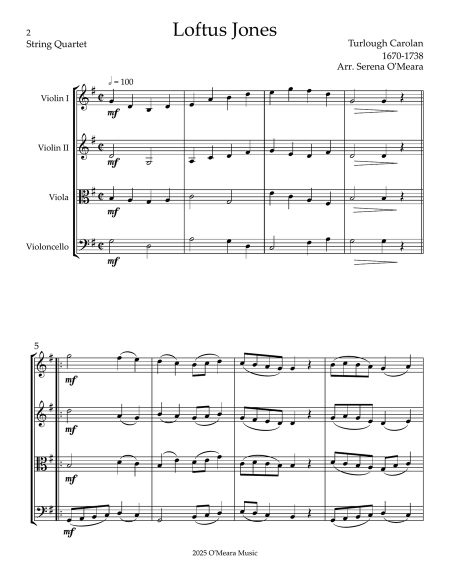 Loftus Jones for String Quartet String Quartet scores gallery preview page 2