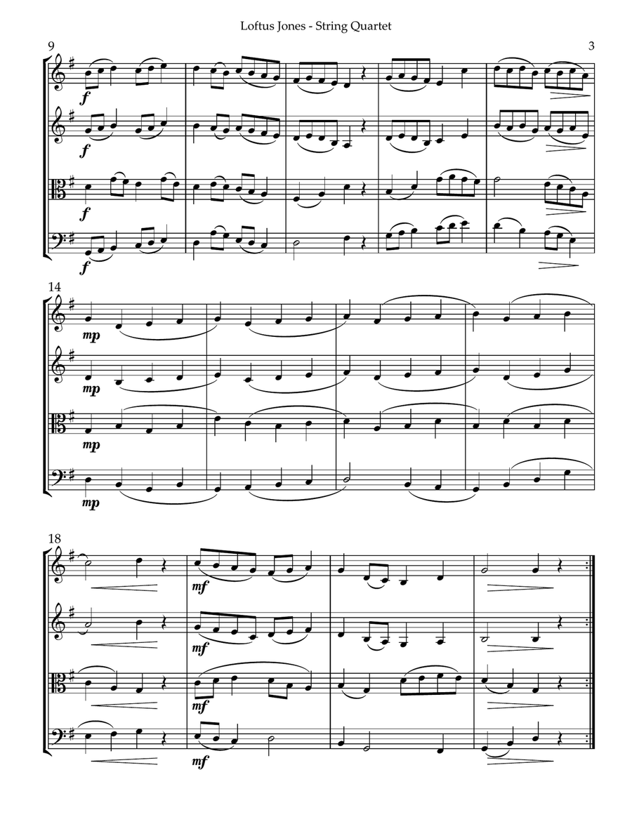 Loftus Jones for String Quartet String Quartet scores gallery preview page 3
