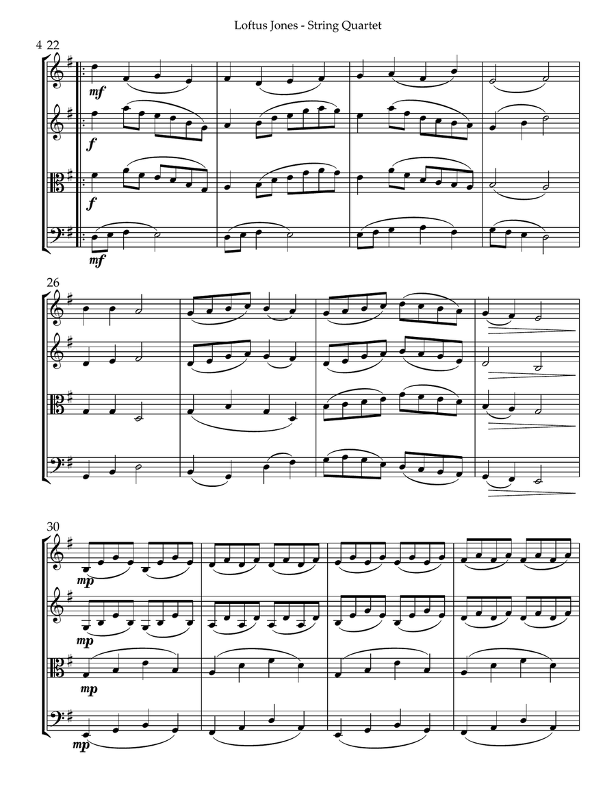 Loftus Jones for String Quartet String Quartet scores gallery preview page 4