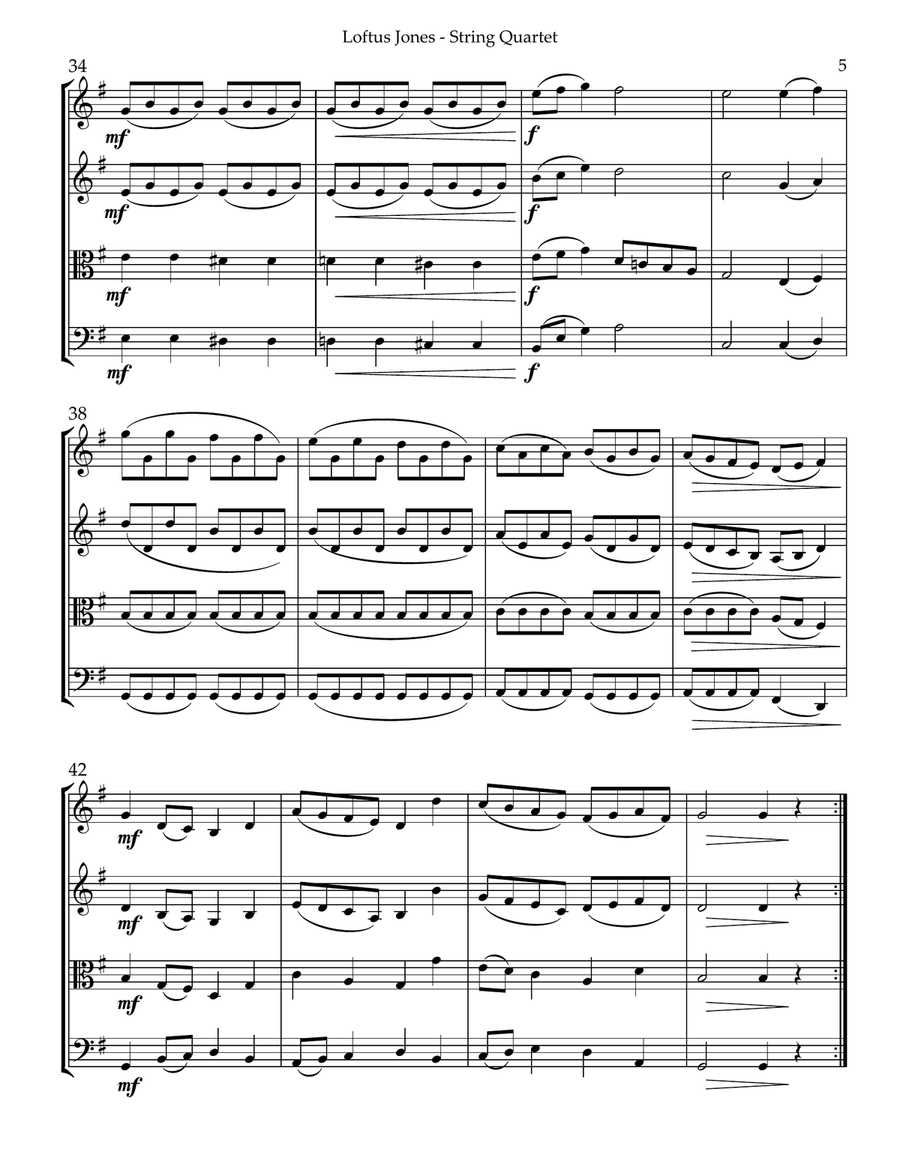 Loftus Jones for String Quartet String Quartet scores gallery preview page 5