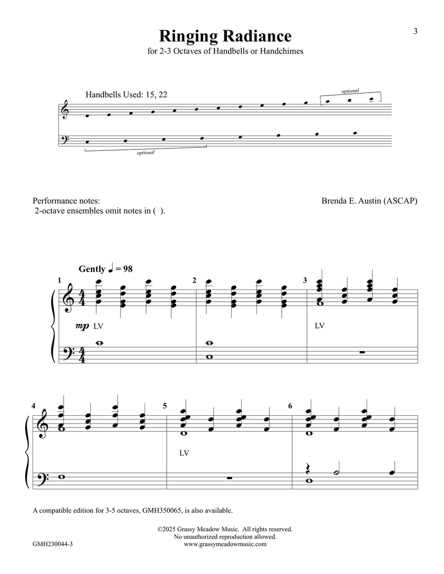 Ringing Radiance (for 2-3 octave handbell ensemble) (site license) 3-Octaves scores gallery preview page 3