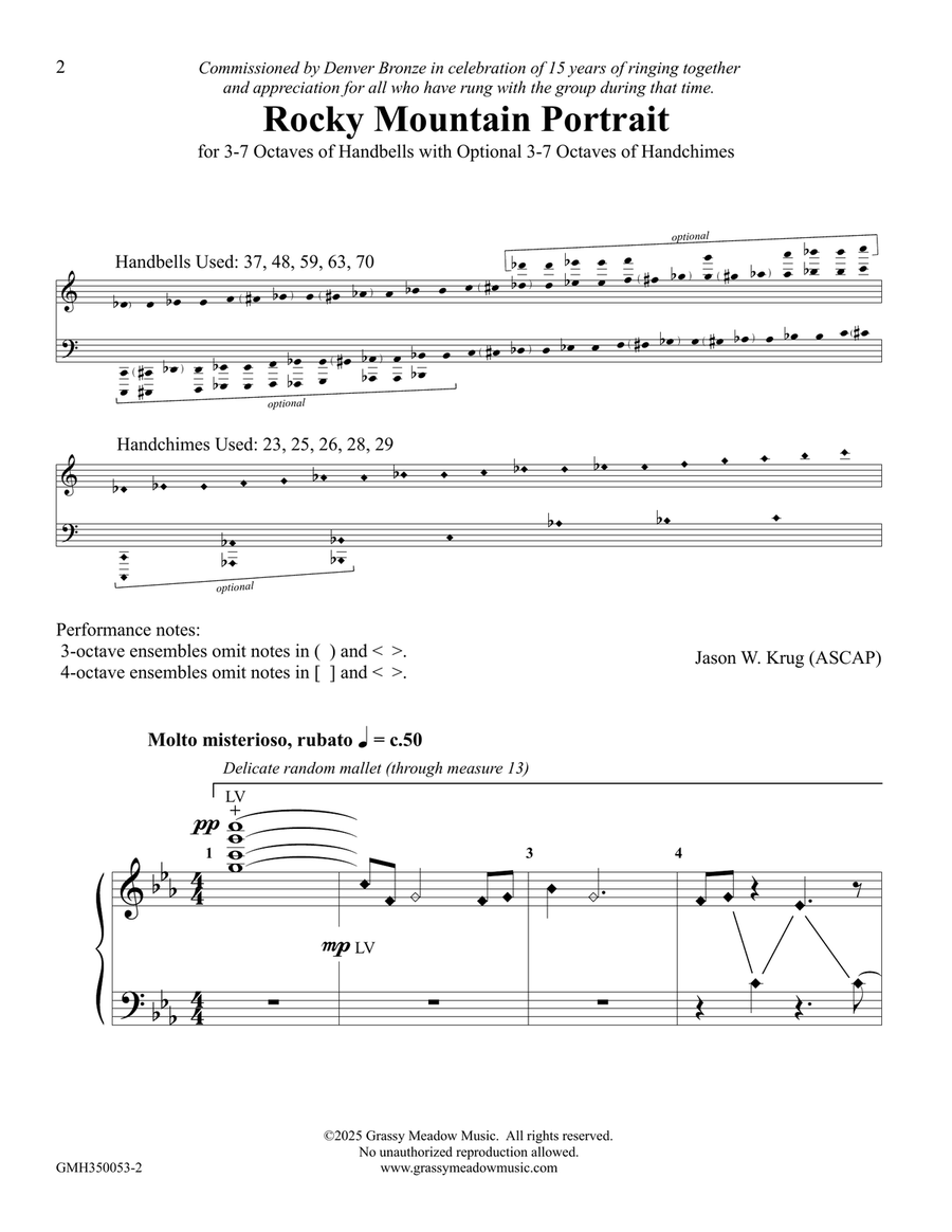 Rocky Mountain Portrait (for 3-7 octave handbell ensemble) (site license) Handbell Choir scores gallery preview page 2