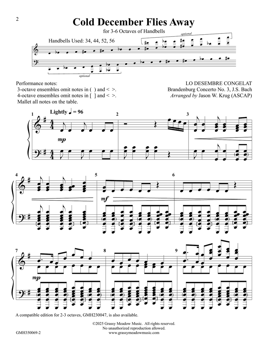 Cold December Flies Away (for 3-6 octave handbell ensemble) (site license) 5-Octaves scores gallery preview page 2