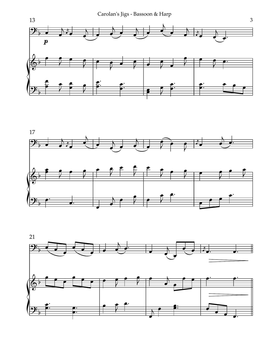 Carolan’s Jigs, Duet for Bassoon & Harp Bassoon scores gallery preview page 3