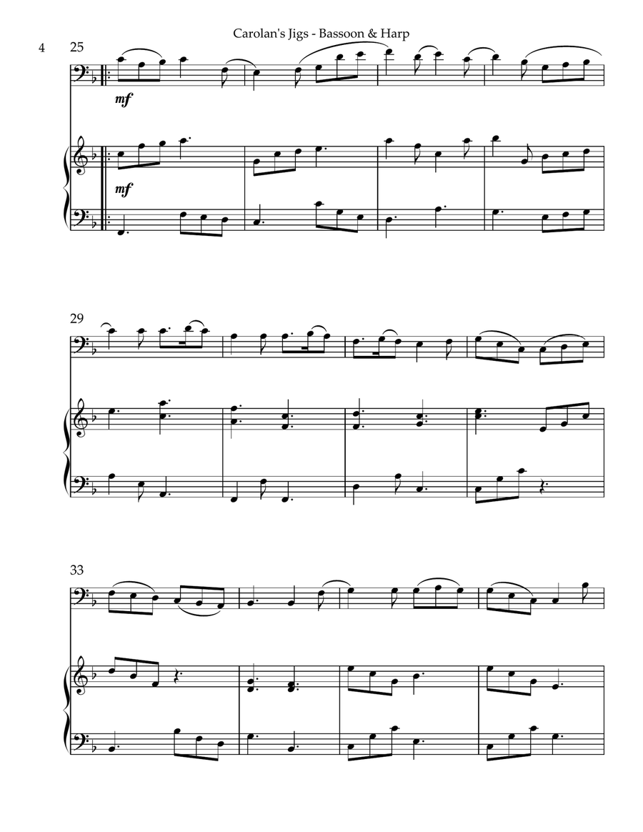 Carolan’s Jigs, Duet for Bassoon & Harp Bassoon scores gallery preview page 4