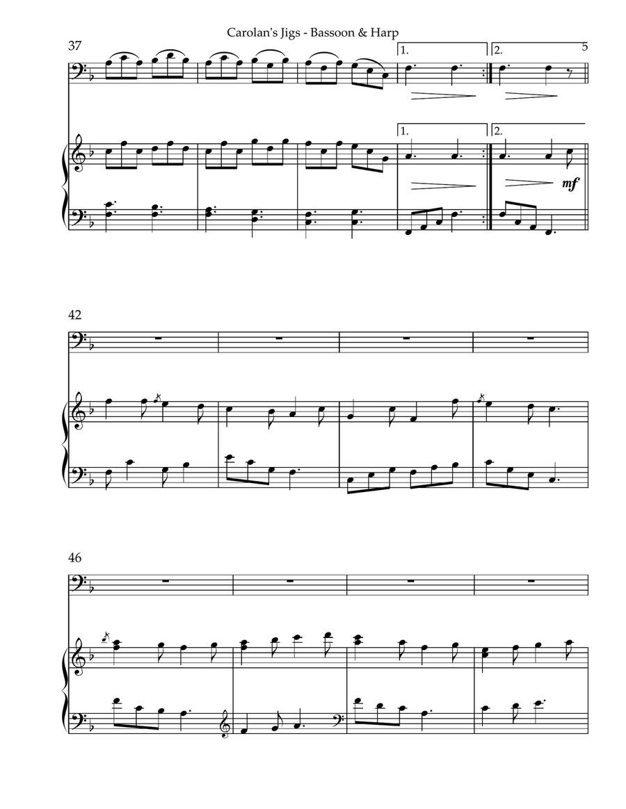 Carolan’s Jigs, Duet for Bassoon & Harp Bassoon scores gallery preview page 5