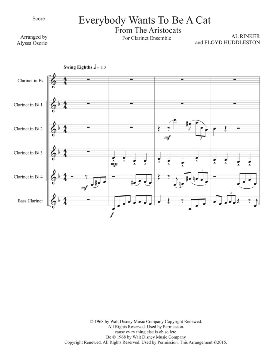 Ev'rybody Wants To Be A Cat Woodwind Ensemble scores gallery preview page 1